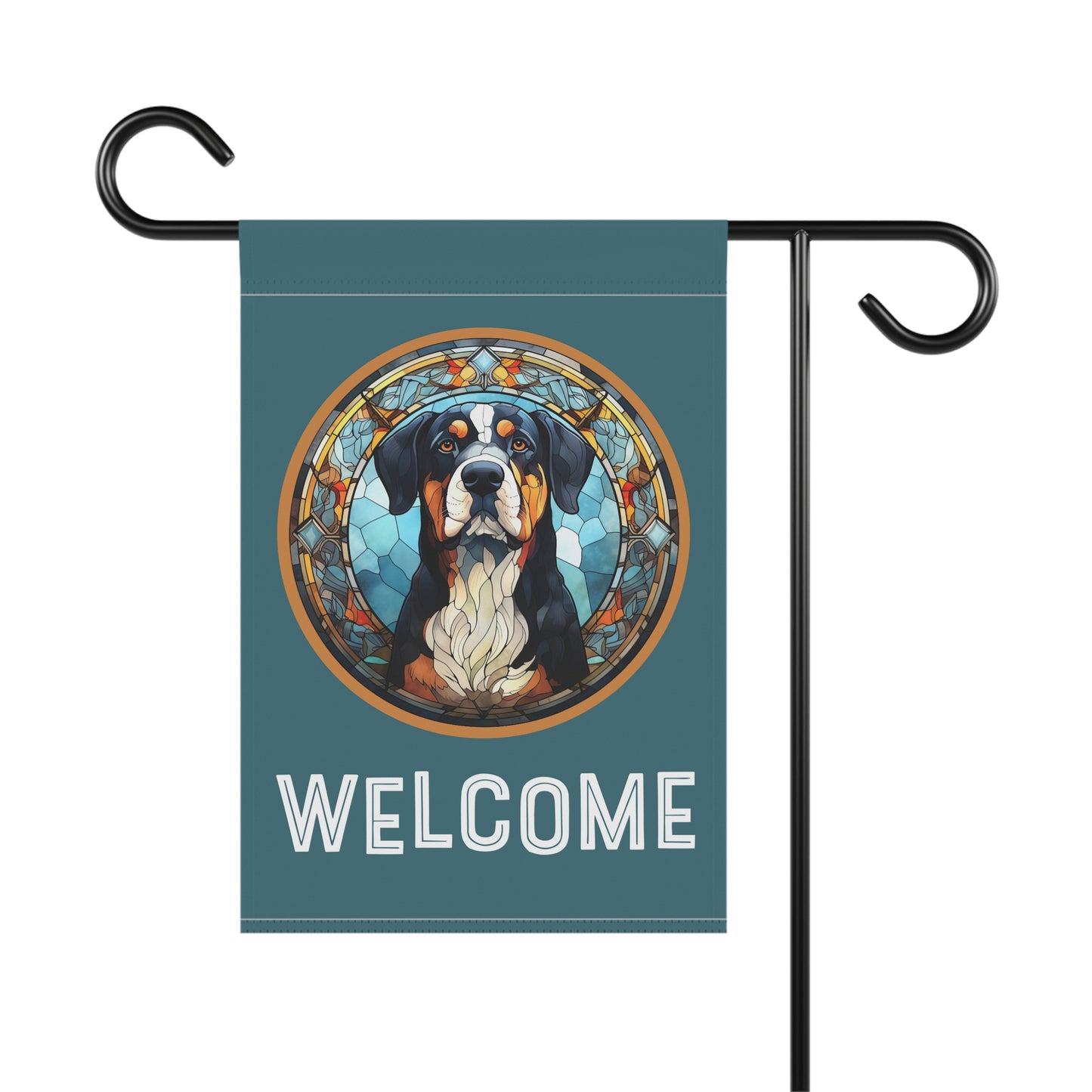 Greater Swiss Mountain Dog Welcome 2-Sided Garden & House Flag/Banner