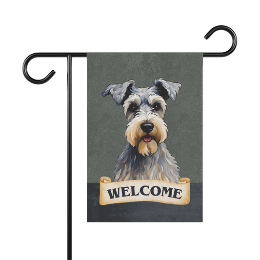 Miniature Schnauzer Welcome 2-Sided Garden & House Flag/Banner