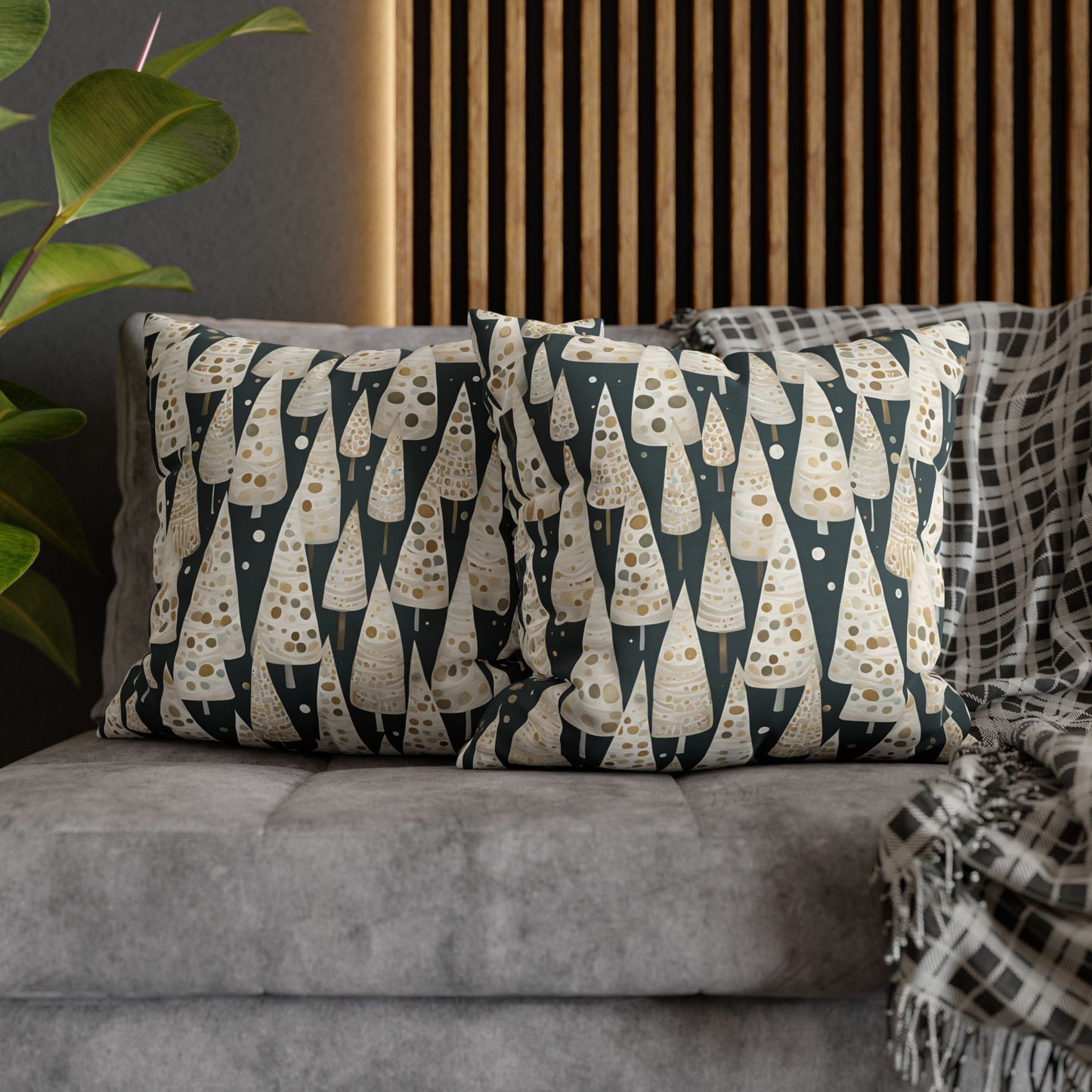 Tree Cones Square Poly Canvas Pillowcase