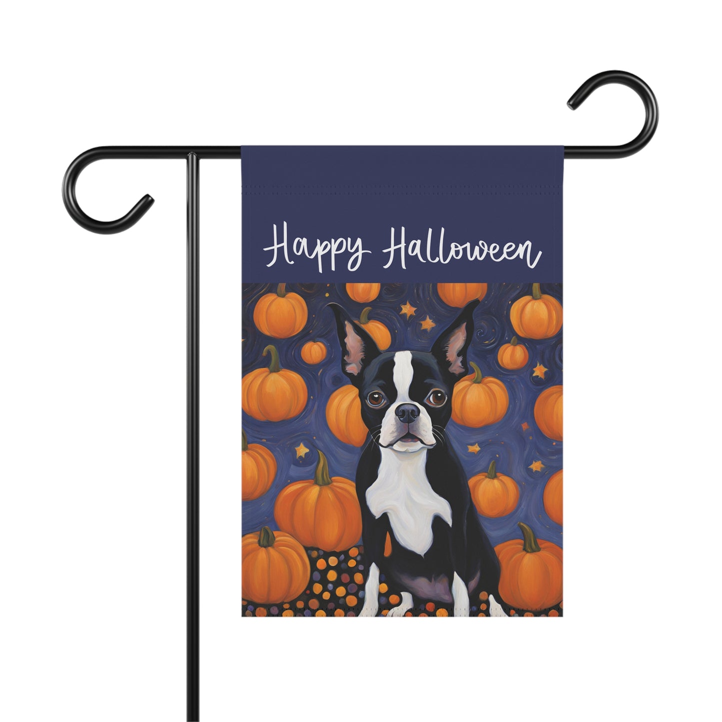 Boston Terrier Happy Halloween 2-Sided Garden & House Flag/Banner