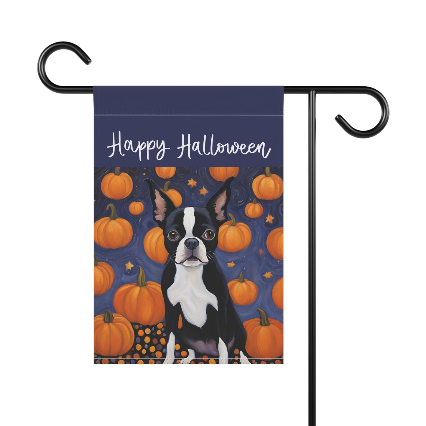 Boston Terrier Happy Halloween 2-Sided Garden & House Flag/Banner