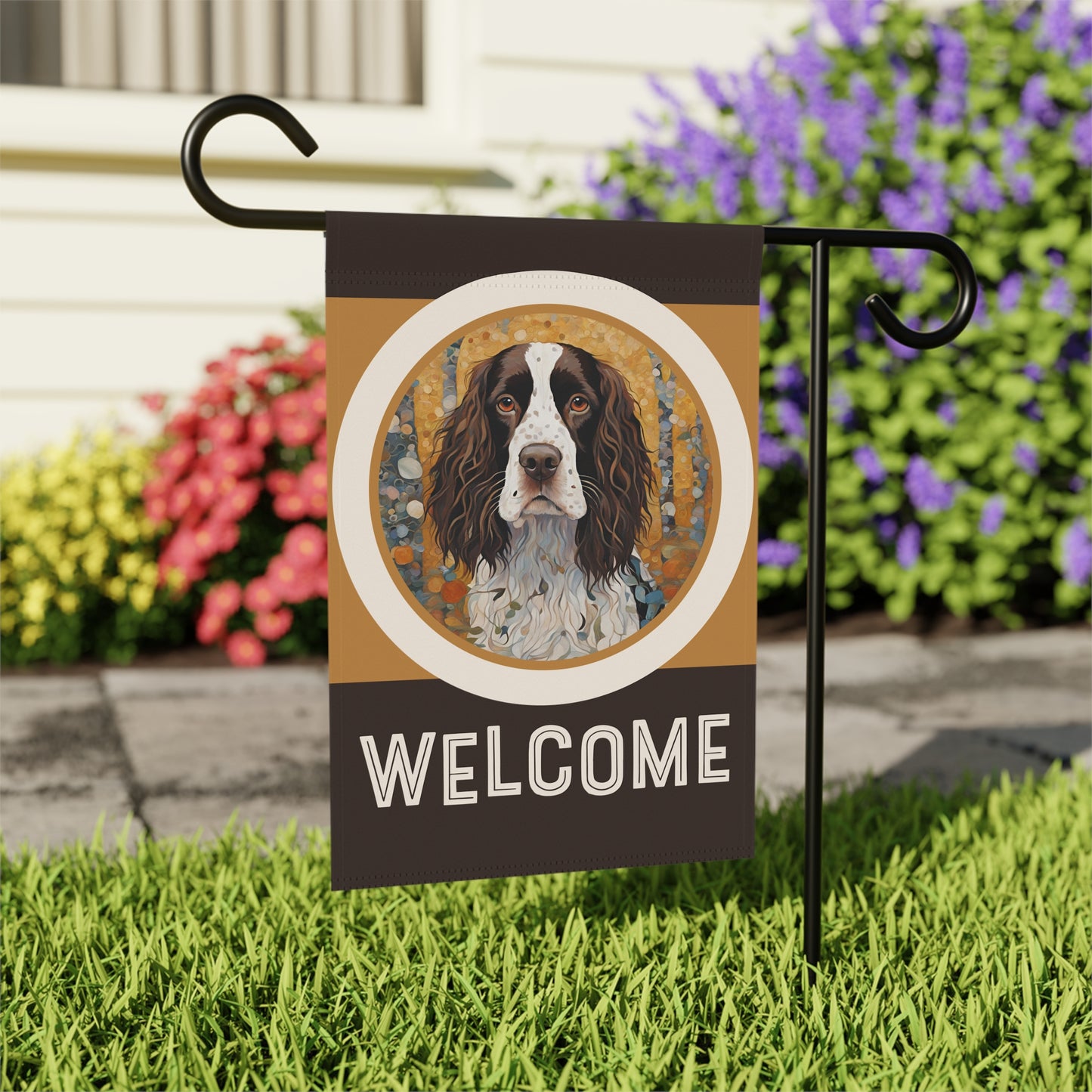 English Springer Spaniel Welcome 2-Sided Garden & House Flag/Banner