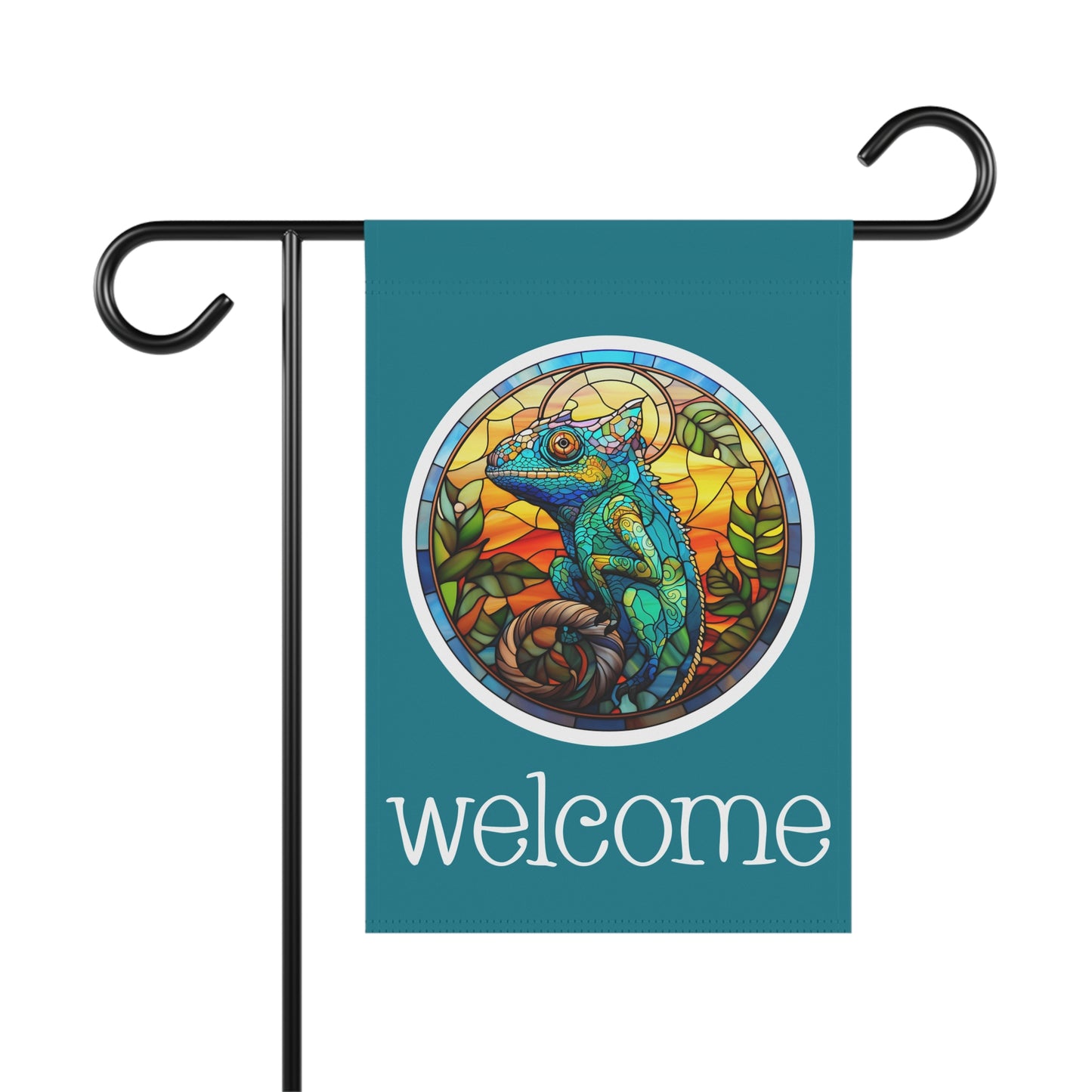 Chameleon Welcome 2-Sided  Garden & House Flag/Banner