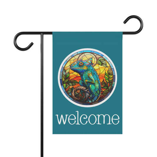 Chameleon Welcome 2-Sided  Garden & House Flag/Banner