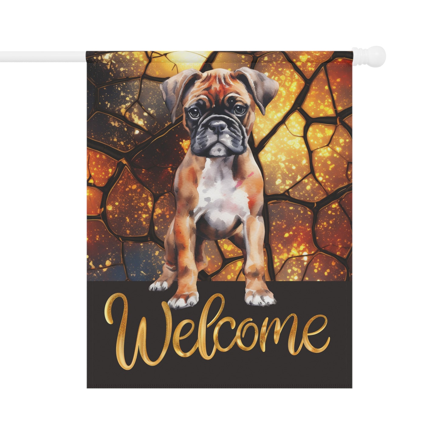 Boxer Pup Welcome 2-Sided Garden & House Flag/Banner