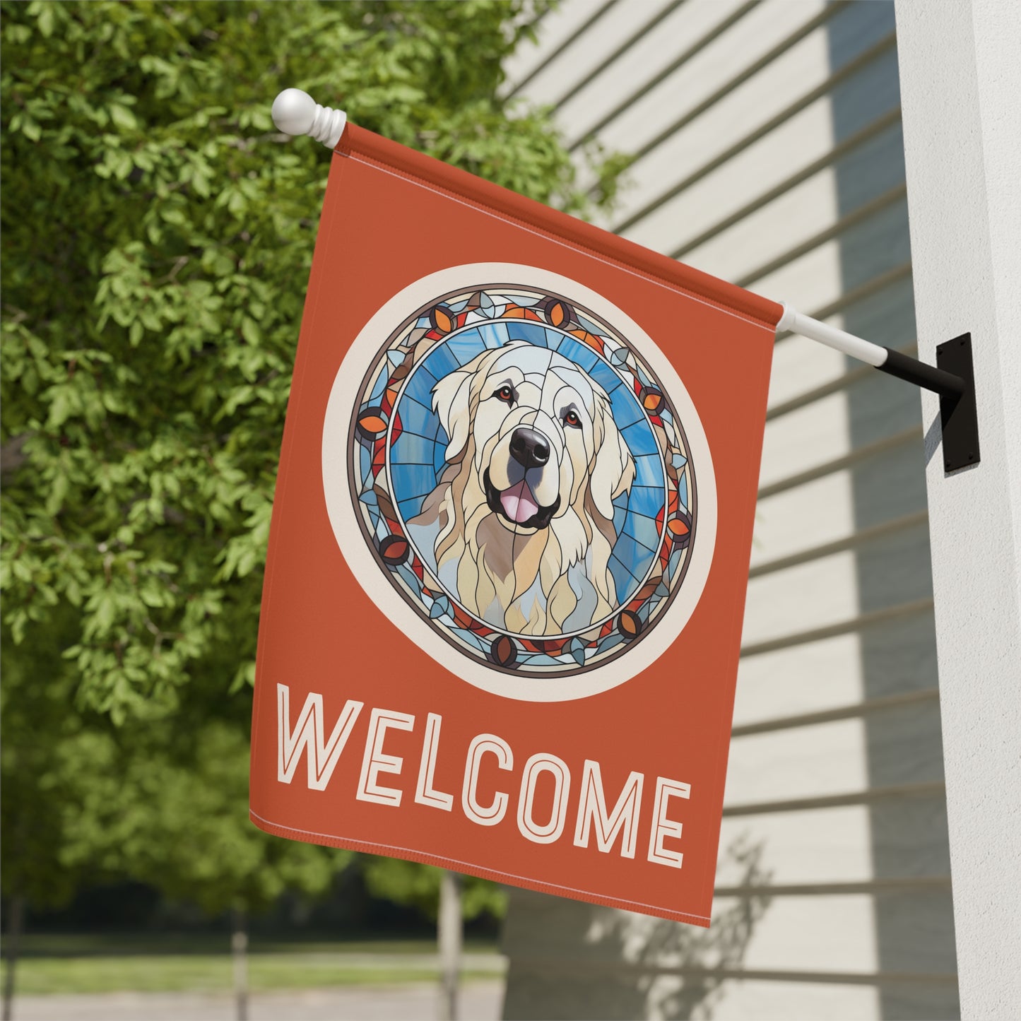 Great Pyrenees Welcome 2-Sided Garden & House Flag/Banner