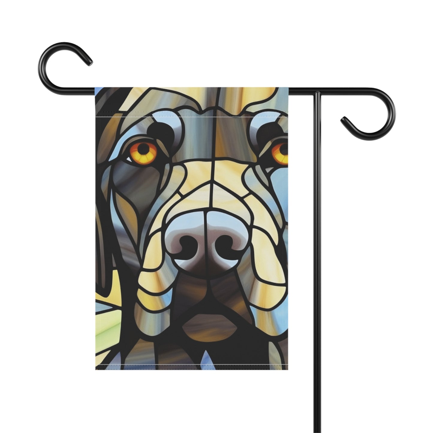 Black Lab Face Stained Glass Look 2-Sided Garden & House Flag/Banner