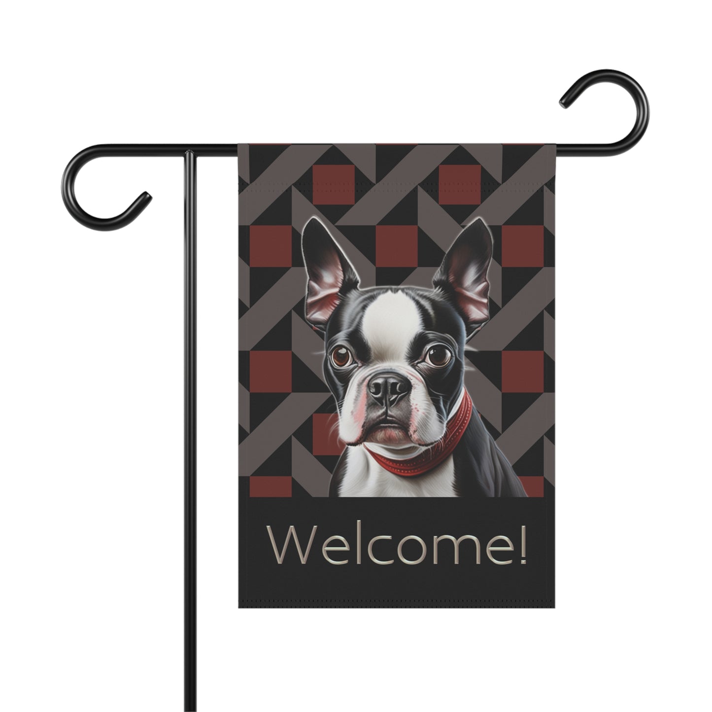 Boston Terrier Welcome 2-Sided Garden & House Flag/Banner