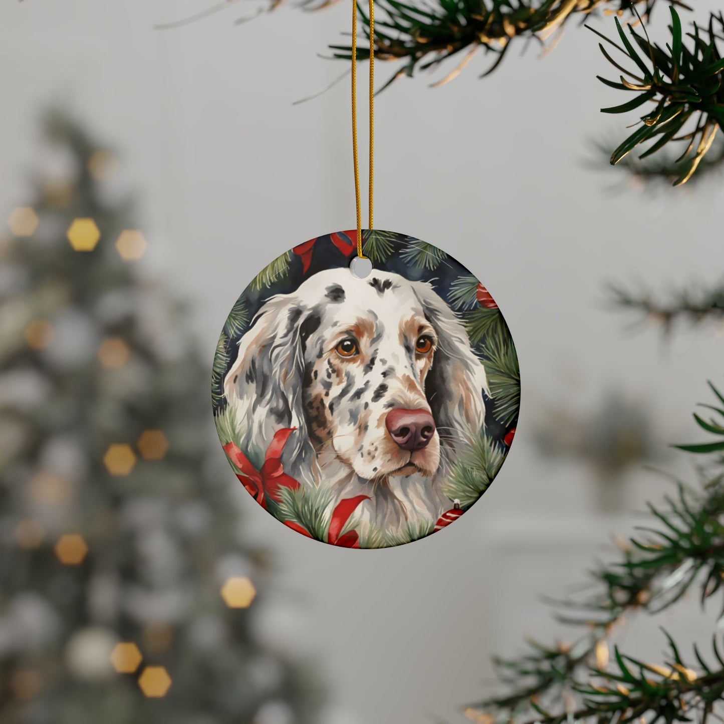 English Setter 3" Ceramic Ornaments, 2-Side Print, (1pc, 10pcs)