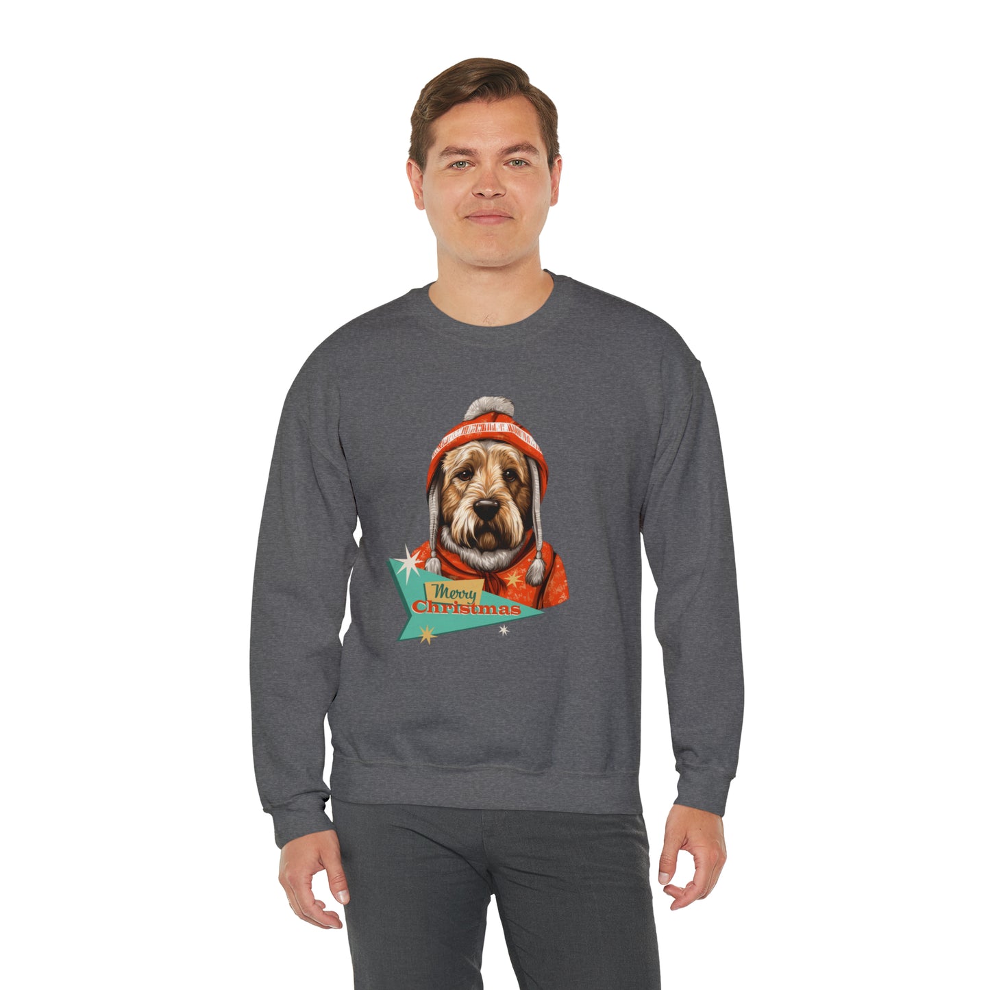 Soft Coated Wheaten Terrier Retro Merry Christmas Unisex Heavy Blend™ Crewneck Sweatshirt