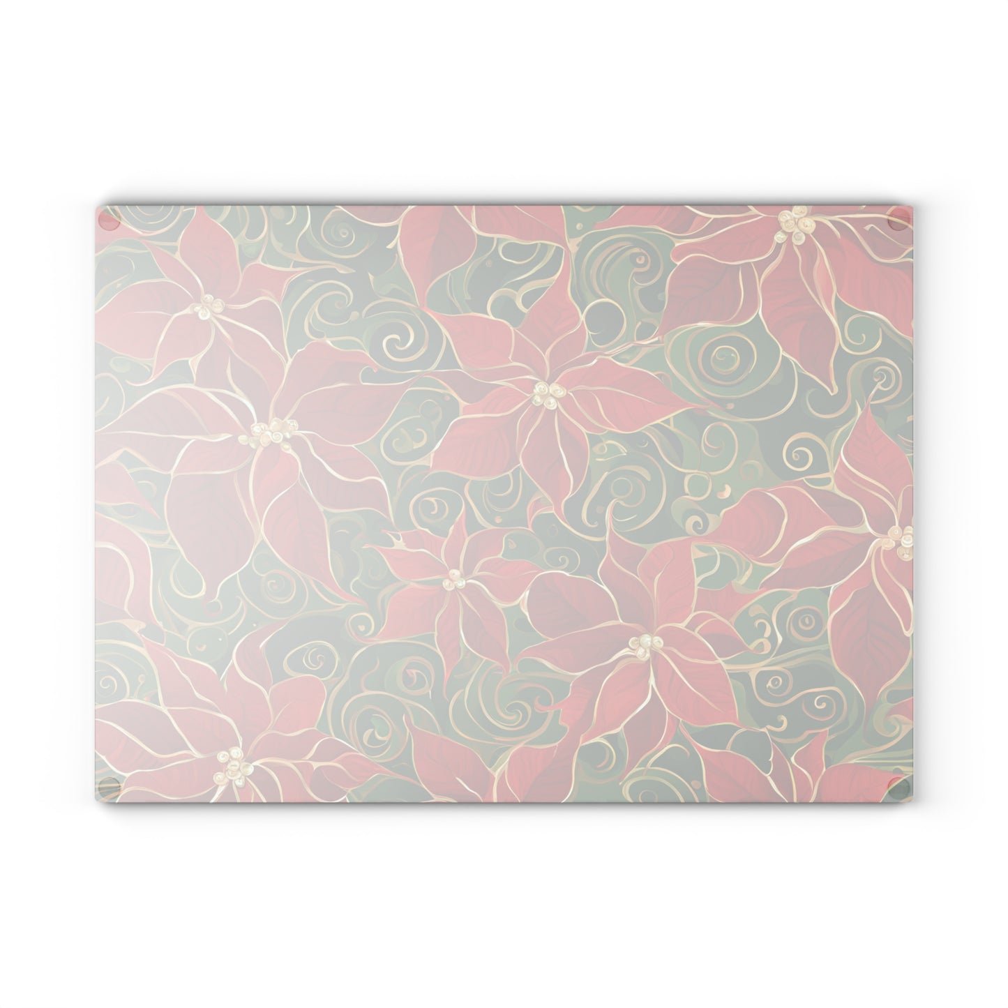 Poinsettias Swirl Tempered Glass Cutting Board