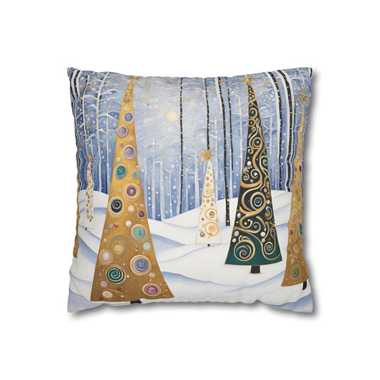 Christmas Tree Frills Square Poly Canvas Pillowcase