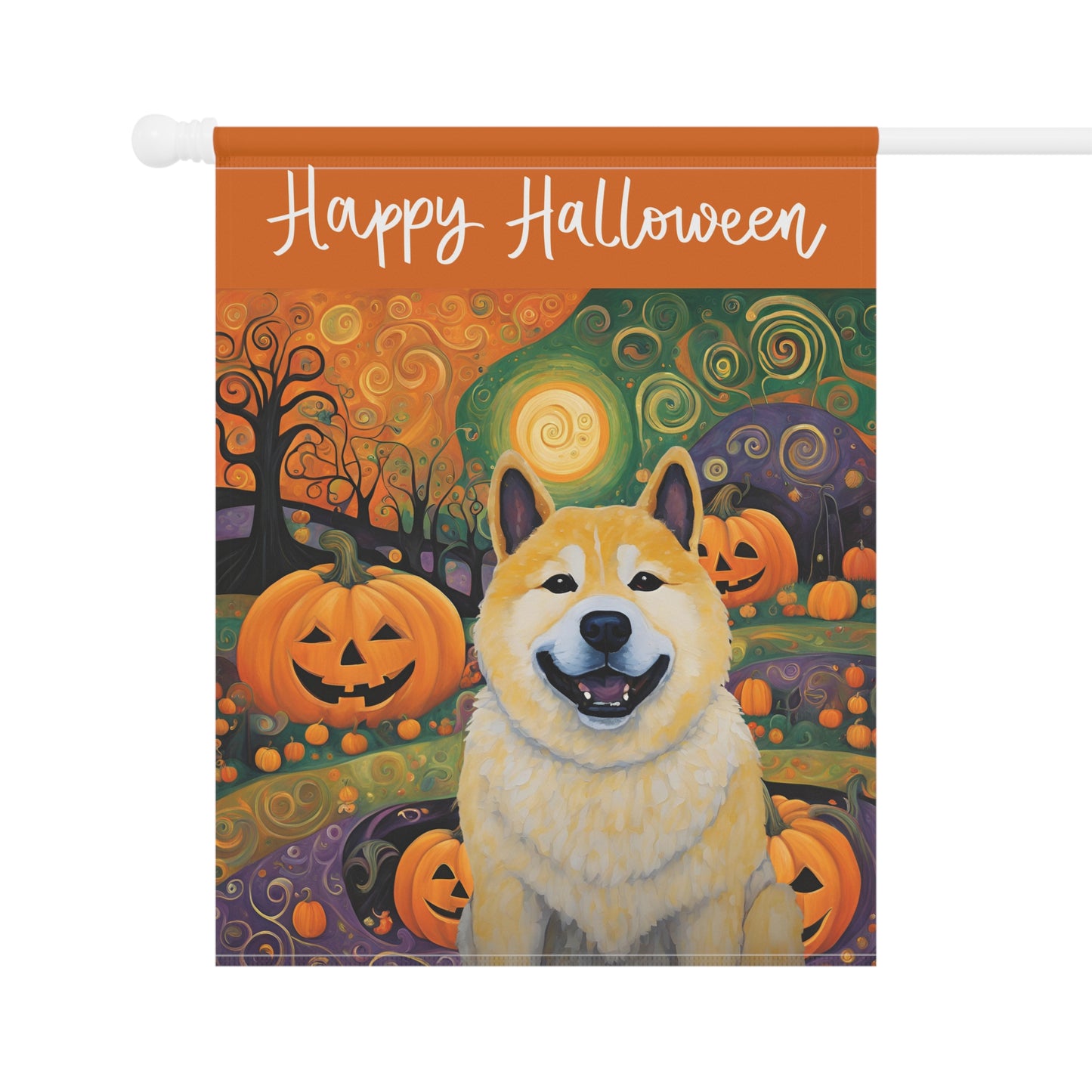 Akita Happy Halloween 2-Sided Garden & House Flag/Banner