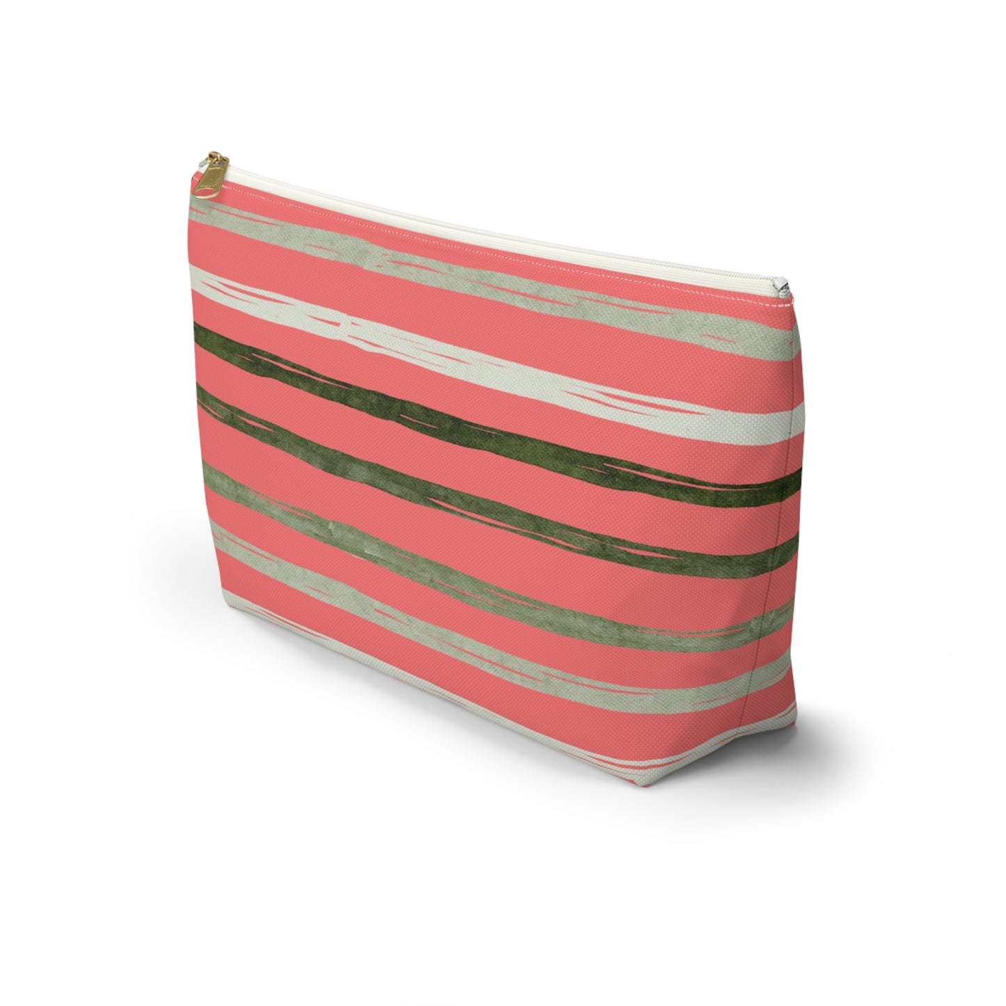 Utah Green stripes on Melon fashion makeup Accessory Pouch w T-bottom