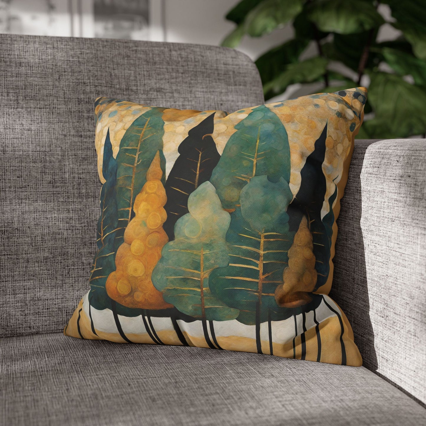 Pine Trees Square Poly Canvas Pillowcase