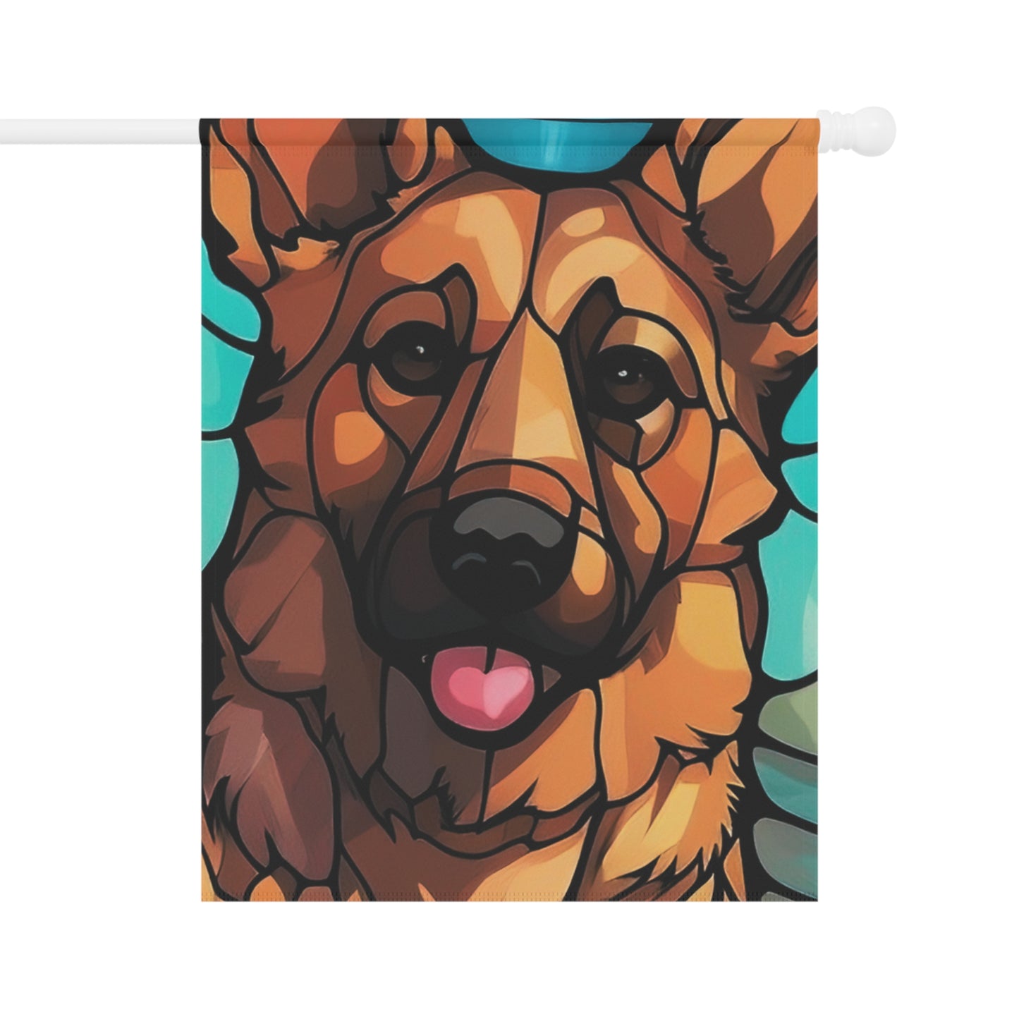 German Shepherd Face Stained Glass Look 2-Sided Garden & House Flag/Banner