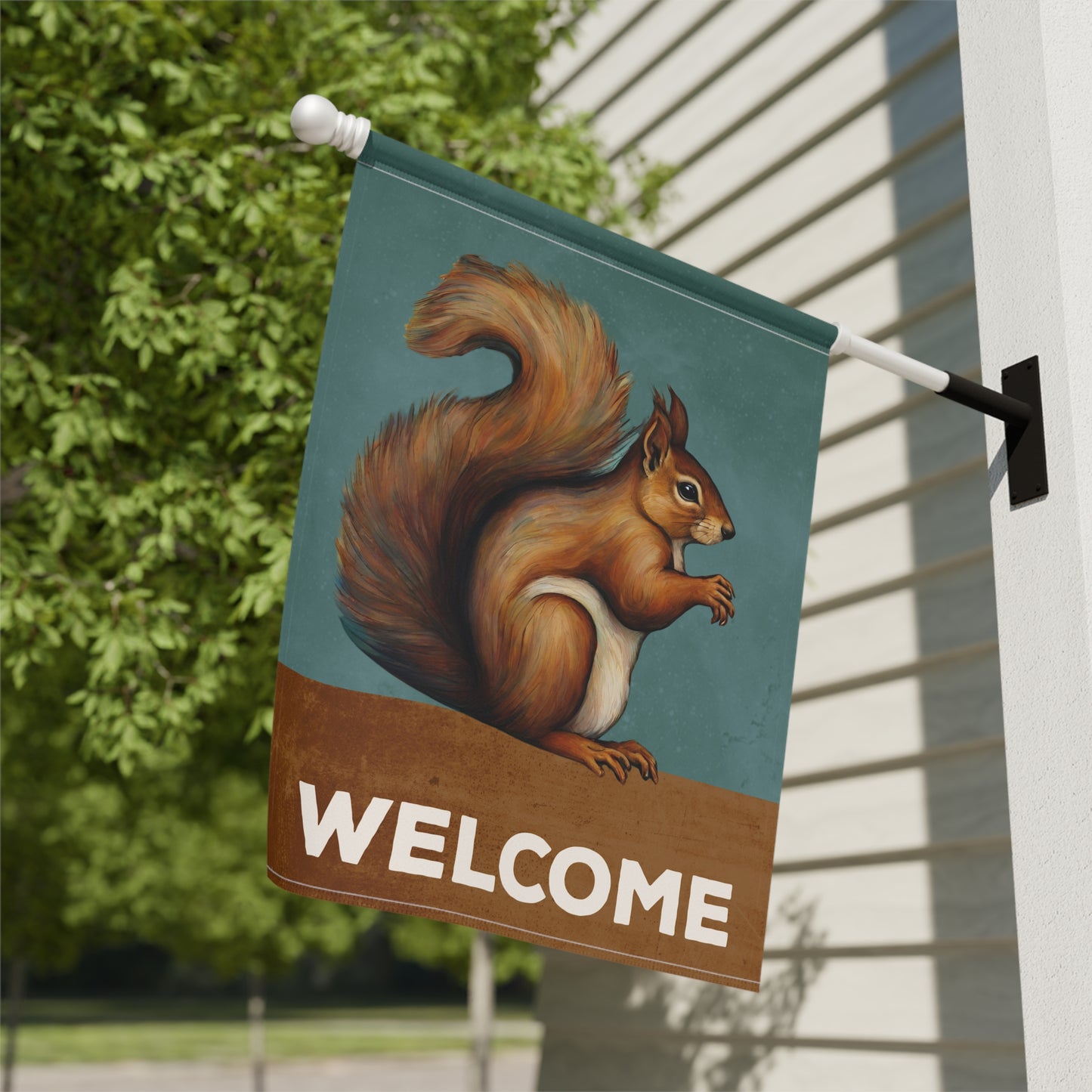 Squirrel Welcome 2-Sided Garden & House Flag/Banner