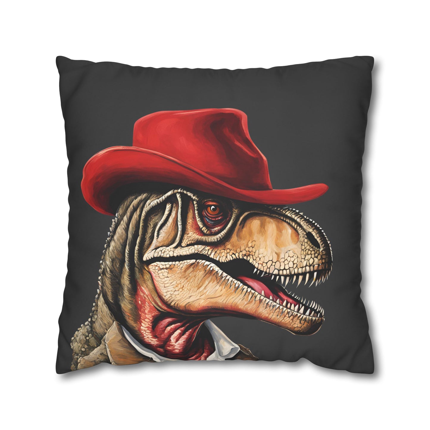 Red Hat T-Rex Square Poly Canvas Pillowcase