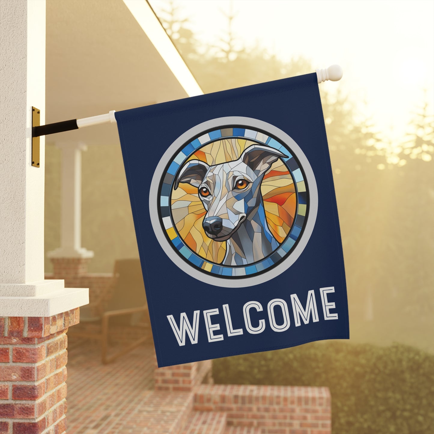 Whippet Welcome 2-Sided Garden & House Flag/Banner