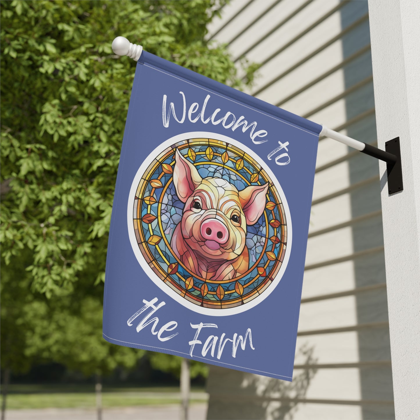 Welcome to the Farm Pig 2-Sided Garden & House Flag/Banner