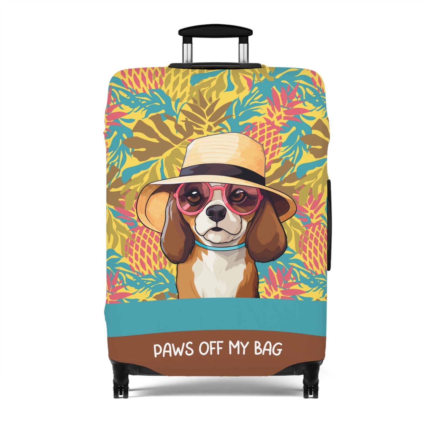 Beagle in Hat & Glasses Paws Off My Bag Luggage Cover