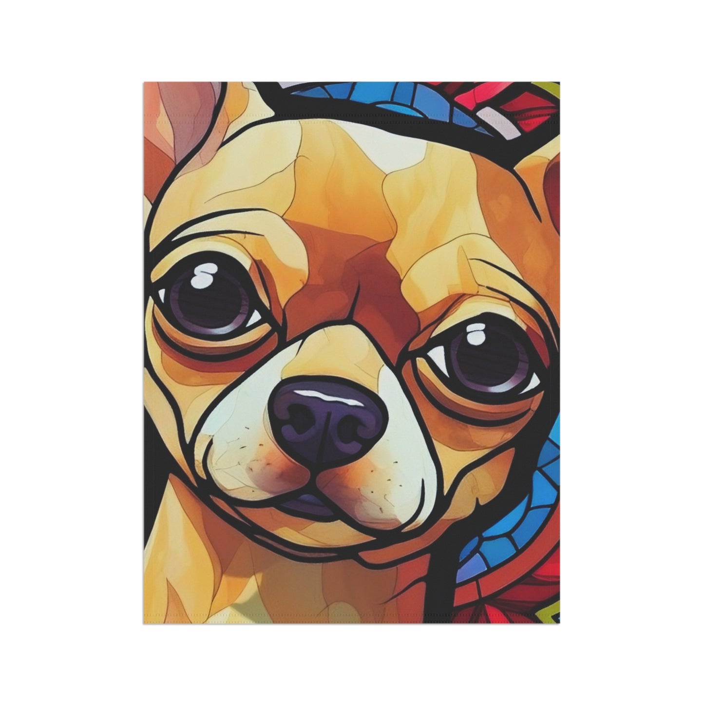 Chihuahua Face Stained Glass Look 2-Sided Garden & House Flag/Banner