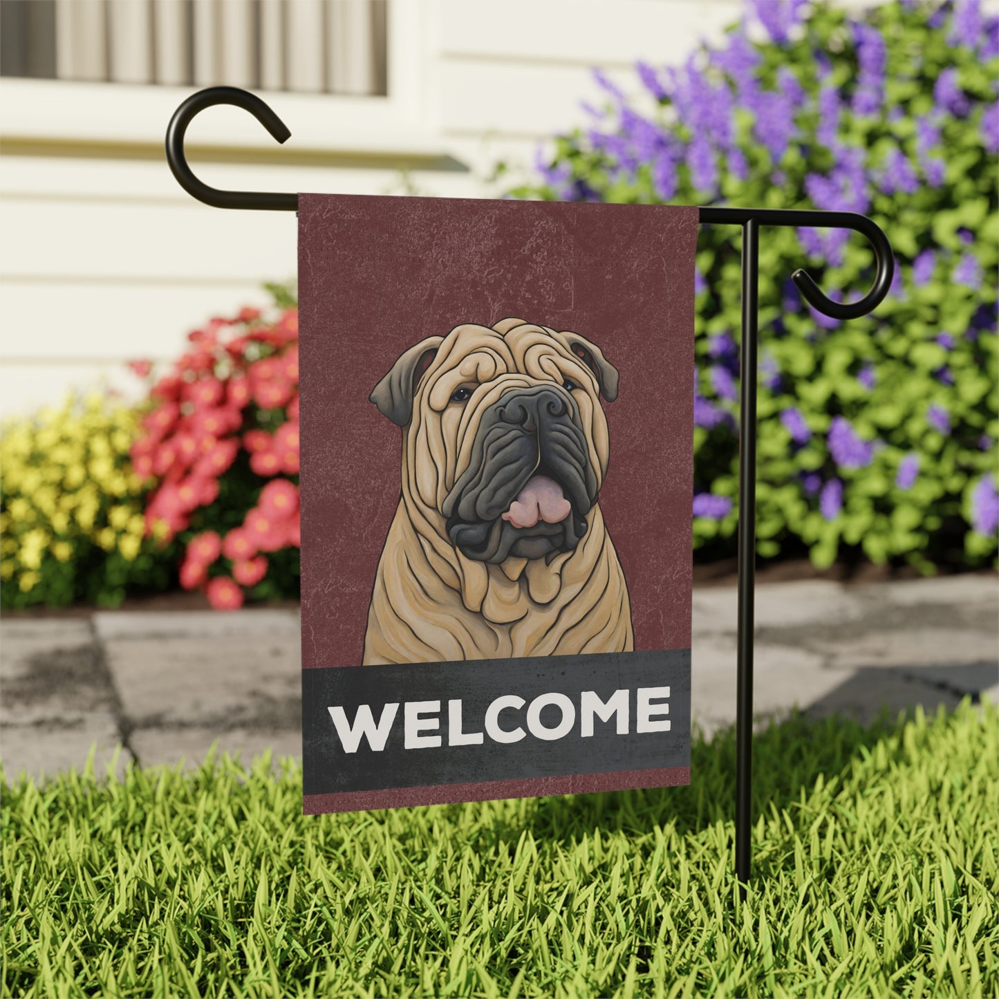 Shar Pei Welcome 2-Sided Garden & House Flag/Banner