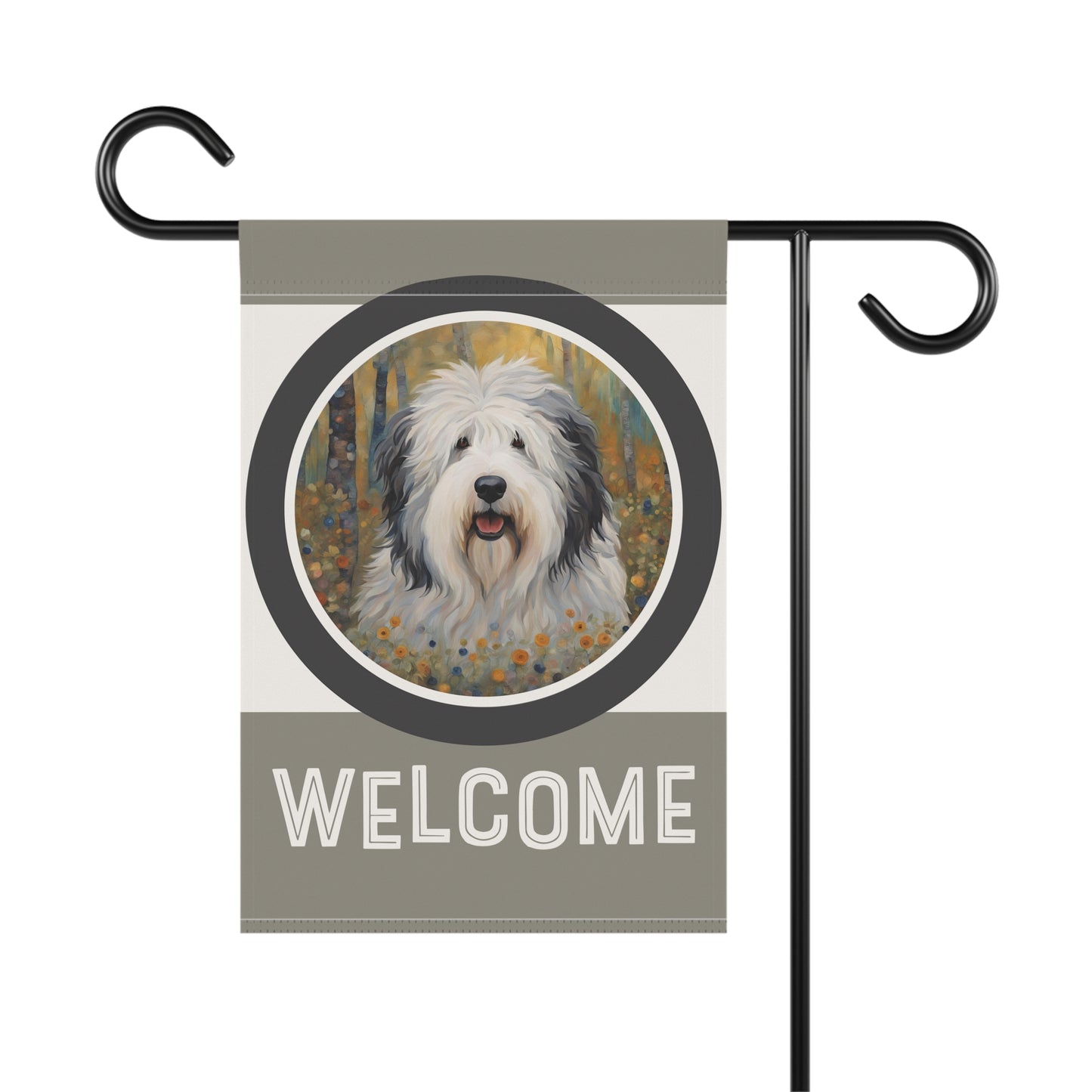 Old English Sheepdog Welcome 2-Sided Garden & House Flag/Banner
