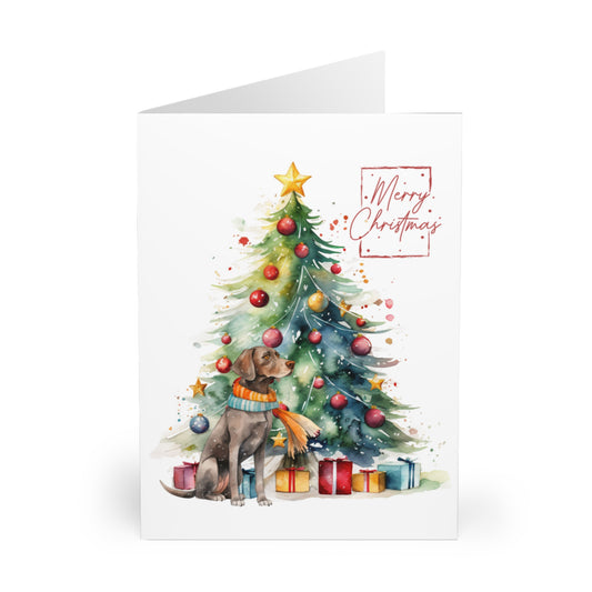 German Shorthaired Pointer Merry Christmas Tree Cards (5 Pack Blank Inside)