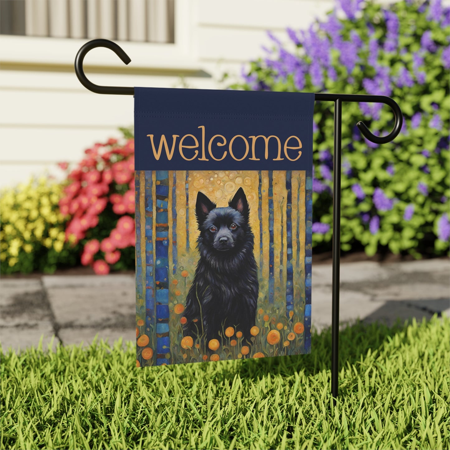 Schipperke  Welcome 2-Sided Garden & House Flag/Banner