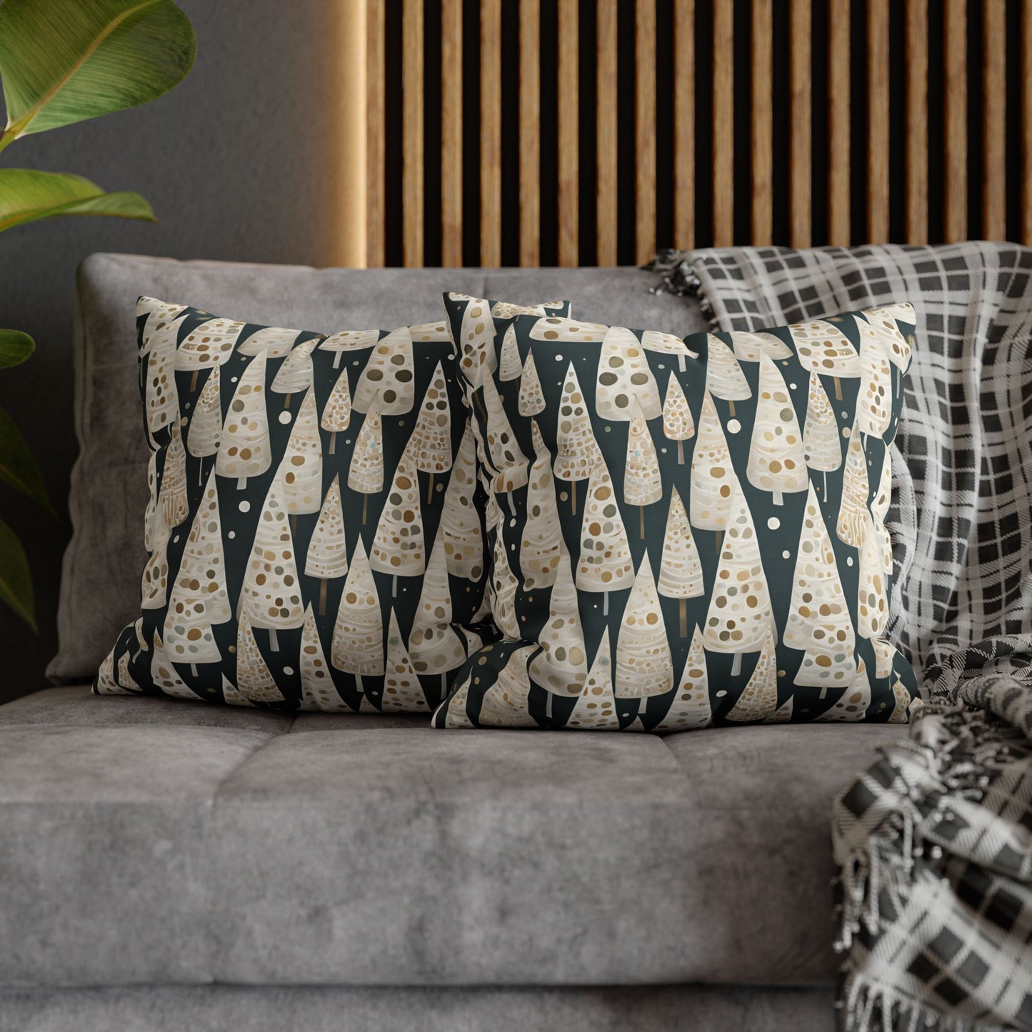 Tree Cones Square Poly Canvas Pillowcase