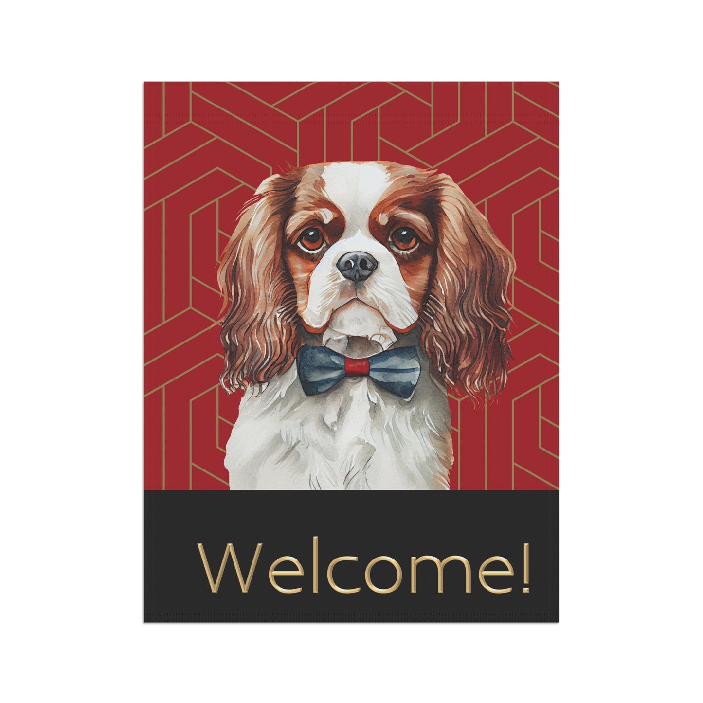 Cavalier King Charles in Bow Tie Welcome 2- Sided Garden & House Flag/Banner