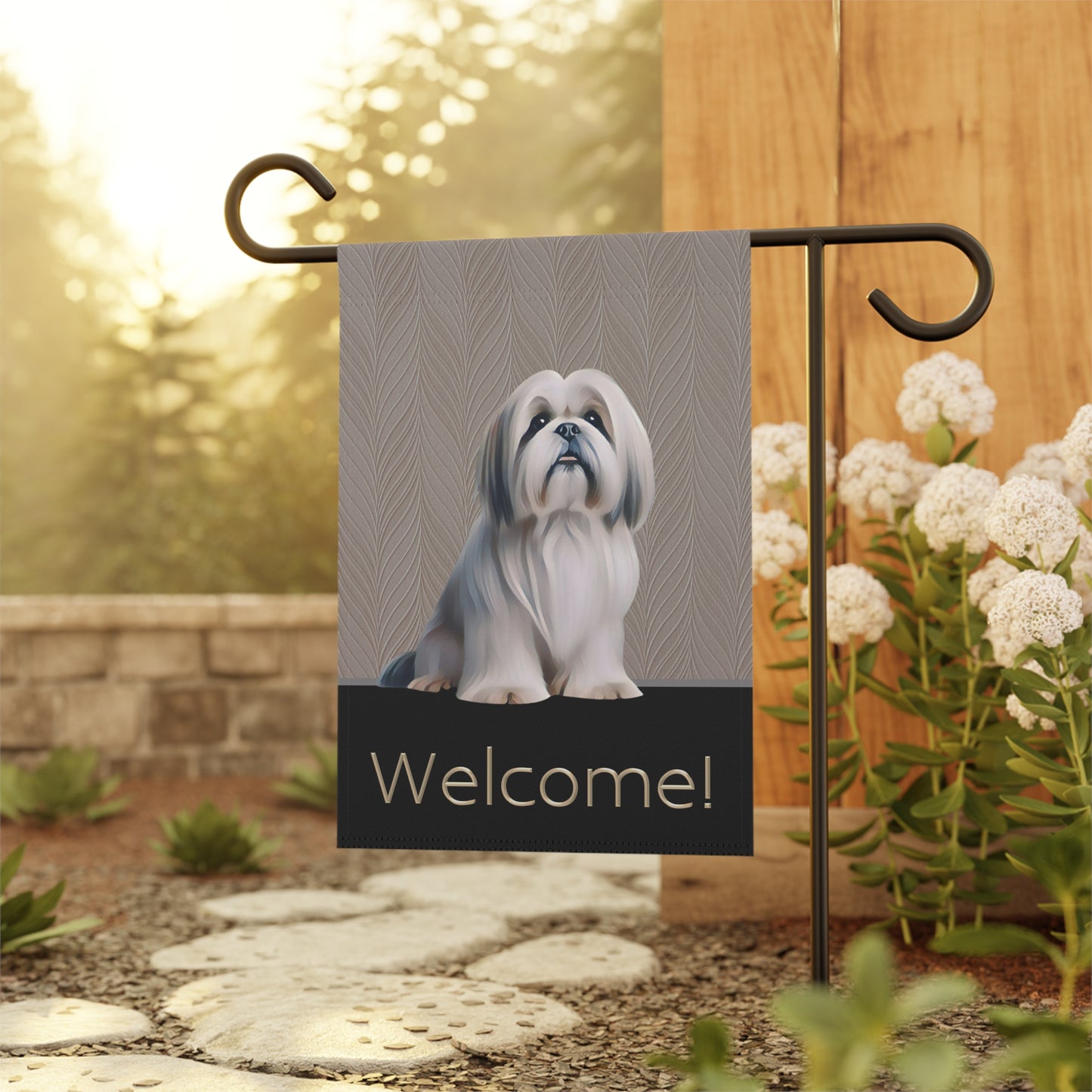 Lhasa Apso Welcome 2-Sided Garden & House Flag/Banner