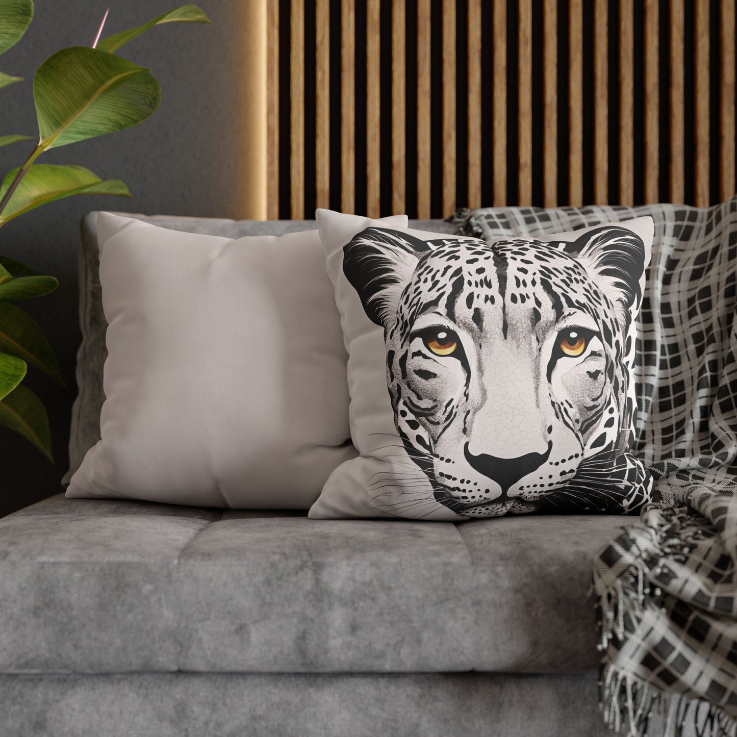 Leopard Square Poly Canvas Pillowcase