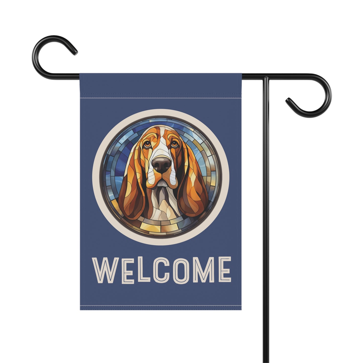 Basset Hound Welcome 2-Sided Garden & House Flag/Banner