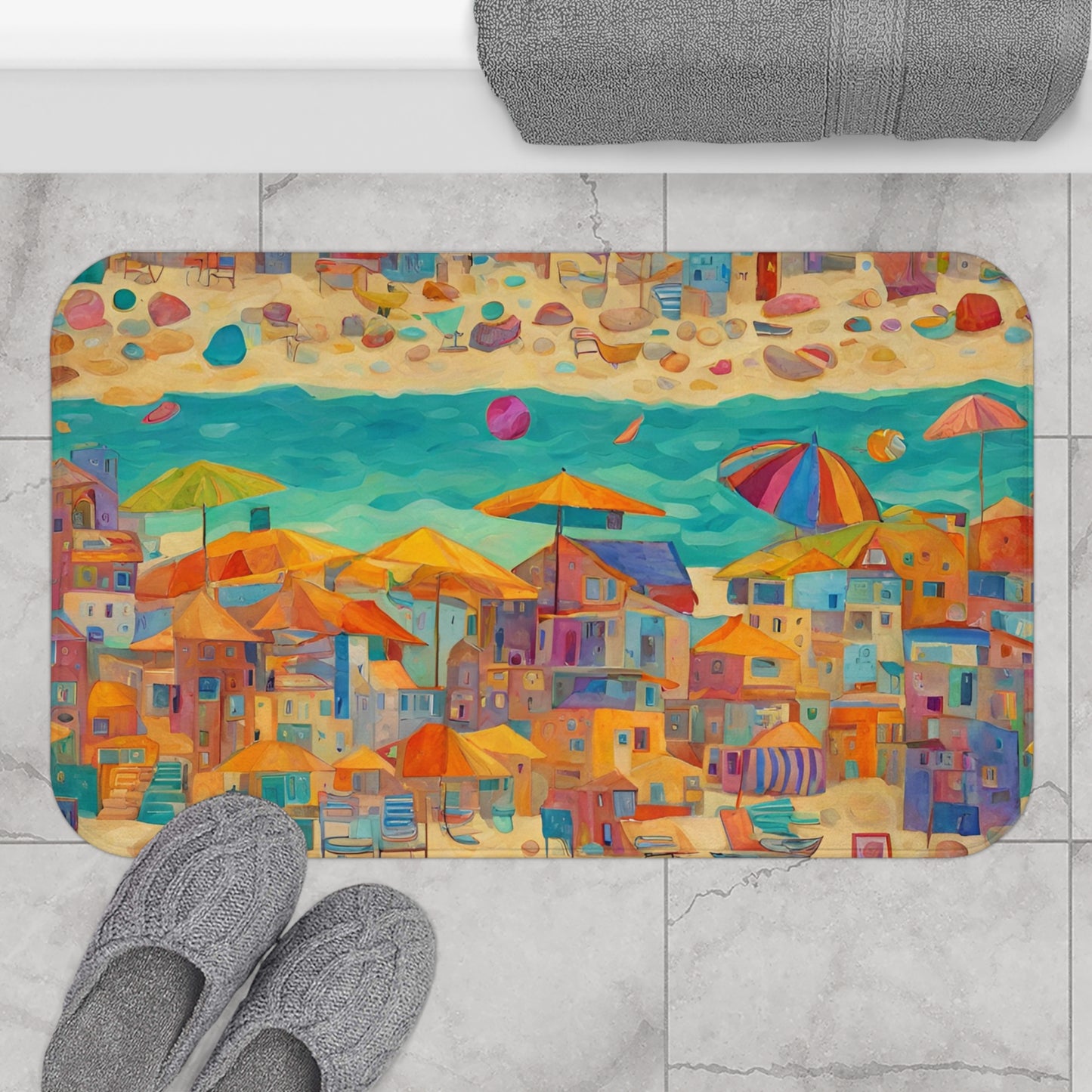 Seaside in Living Color Microfiber Bath Mat