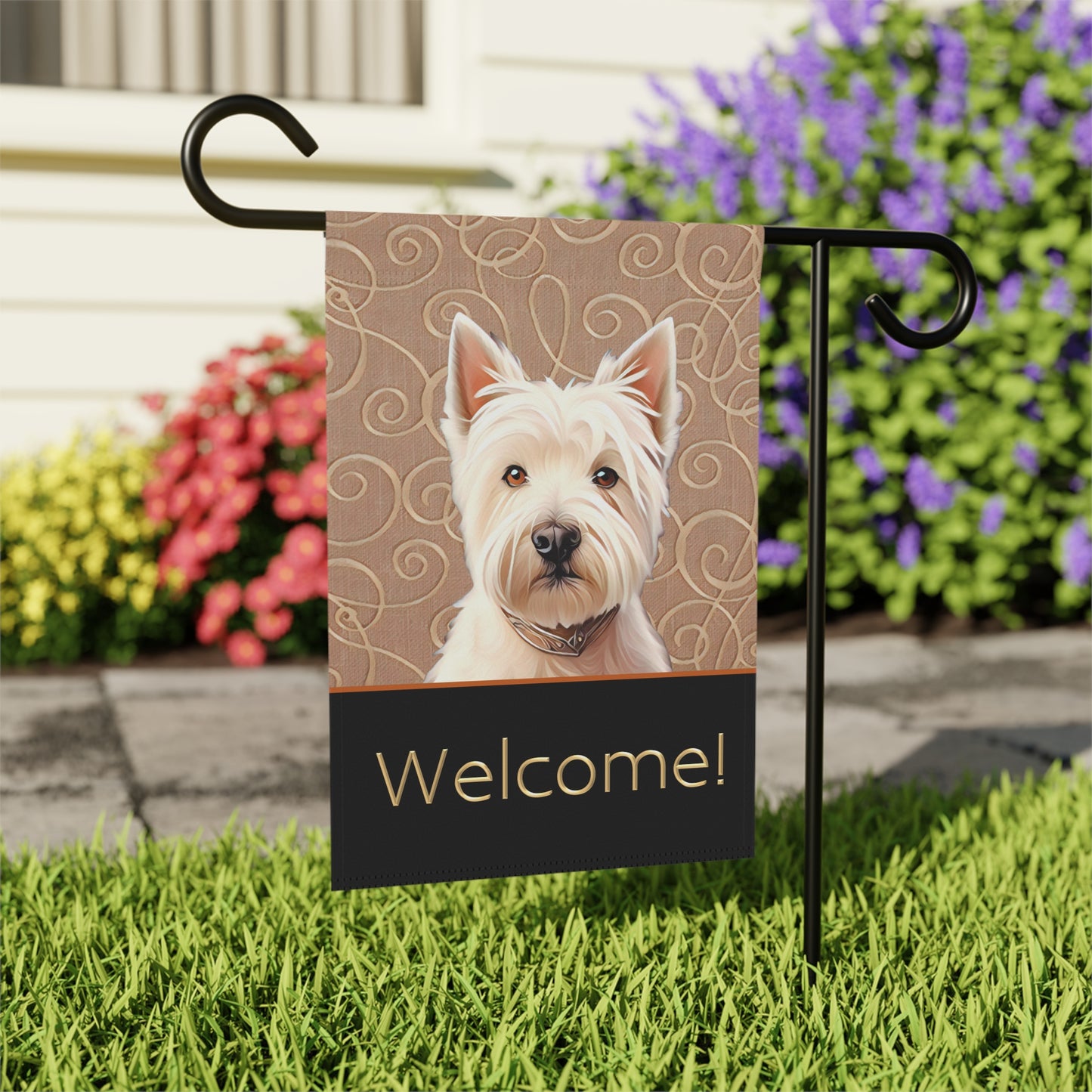 West Highland Terrier Westie Welcome 2-Sided Garden & House Flag/Banner