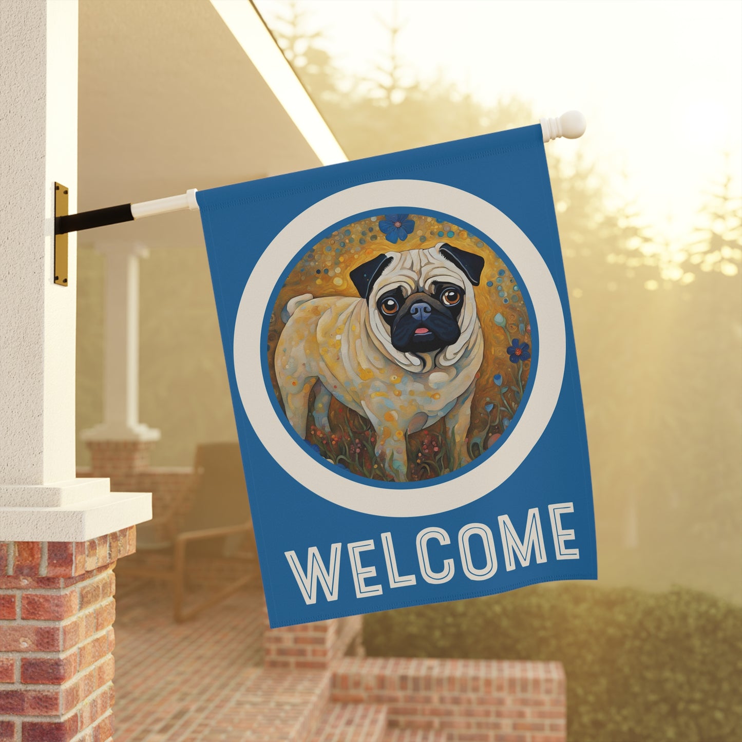 Pug Welcome 2-Sided Garden & House Flag/Banner