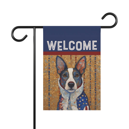 America Dog Welcome 2-Sided Garden & House Flag/Banner