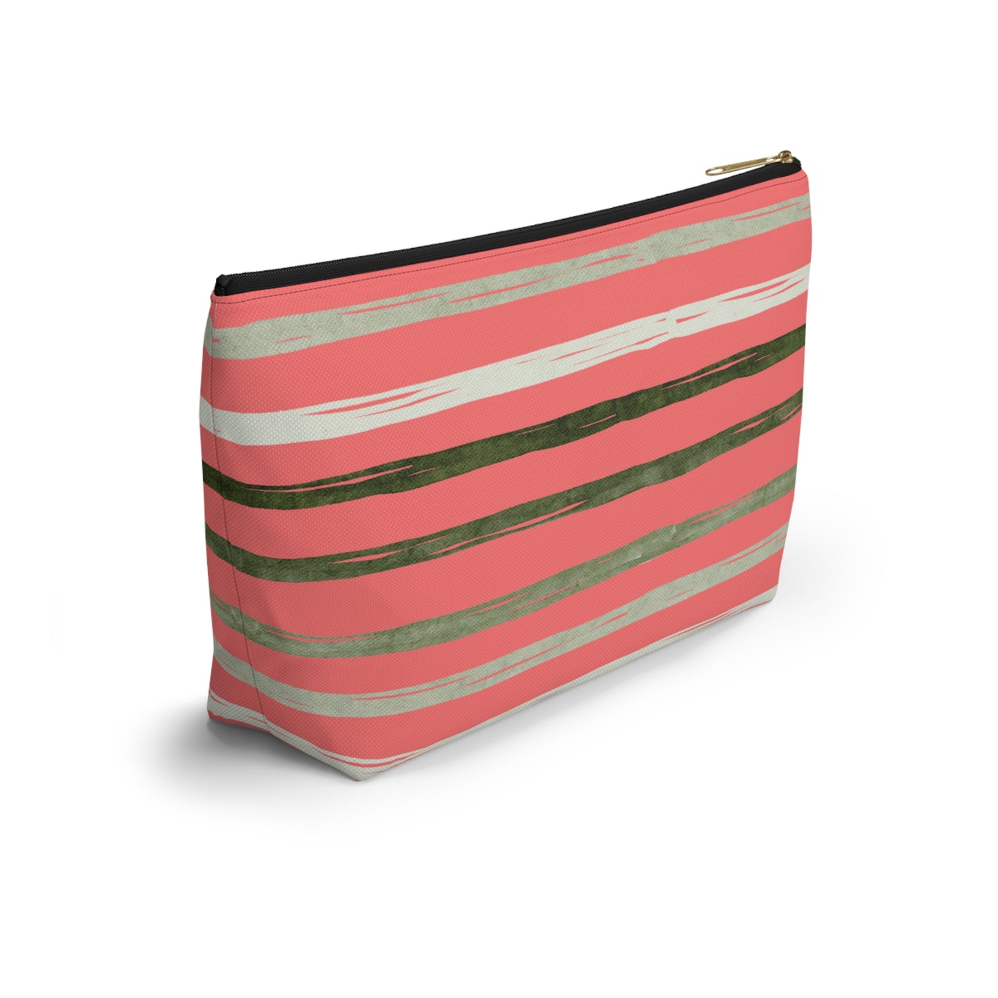 Utah Green stripes on Melon fashion makeup Accessory Pouch w T-bottom