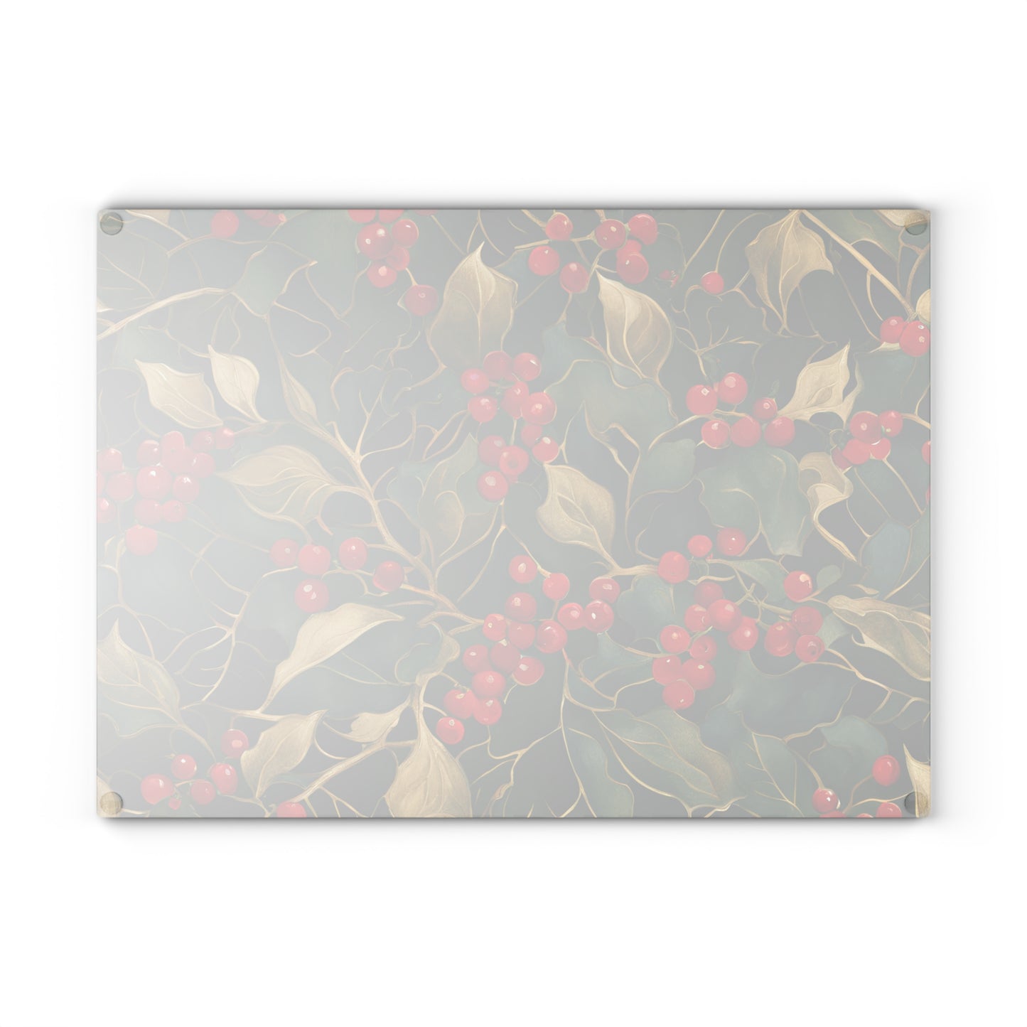 Christmas Holly Tempered Glass Cutting Board