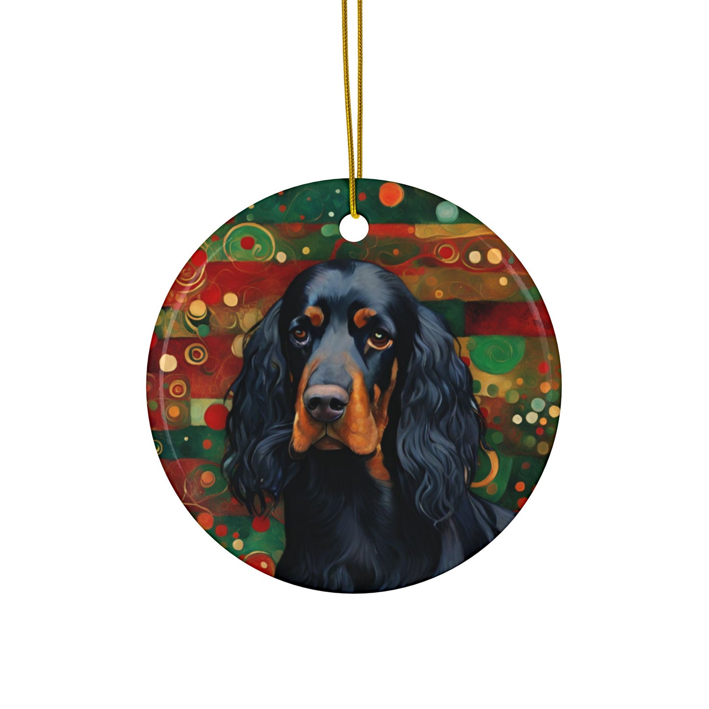 Gordon Setter Christmas 3" Ceramic Ornaments, 2-Side Print, (1pc, 10pcs)