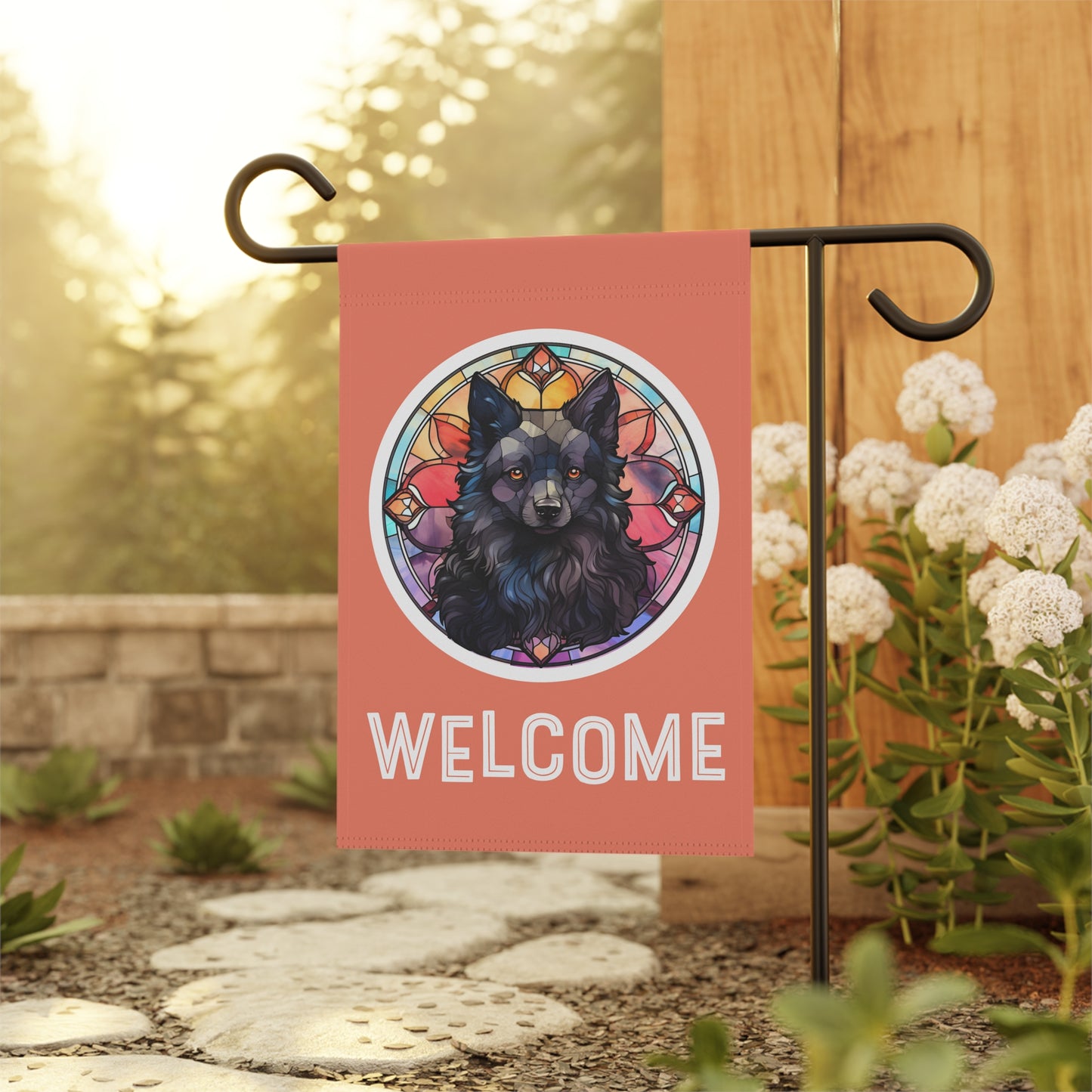 Schipperke Welcome 2-Sided Garden & House Flag/Banner