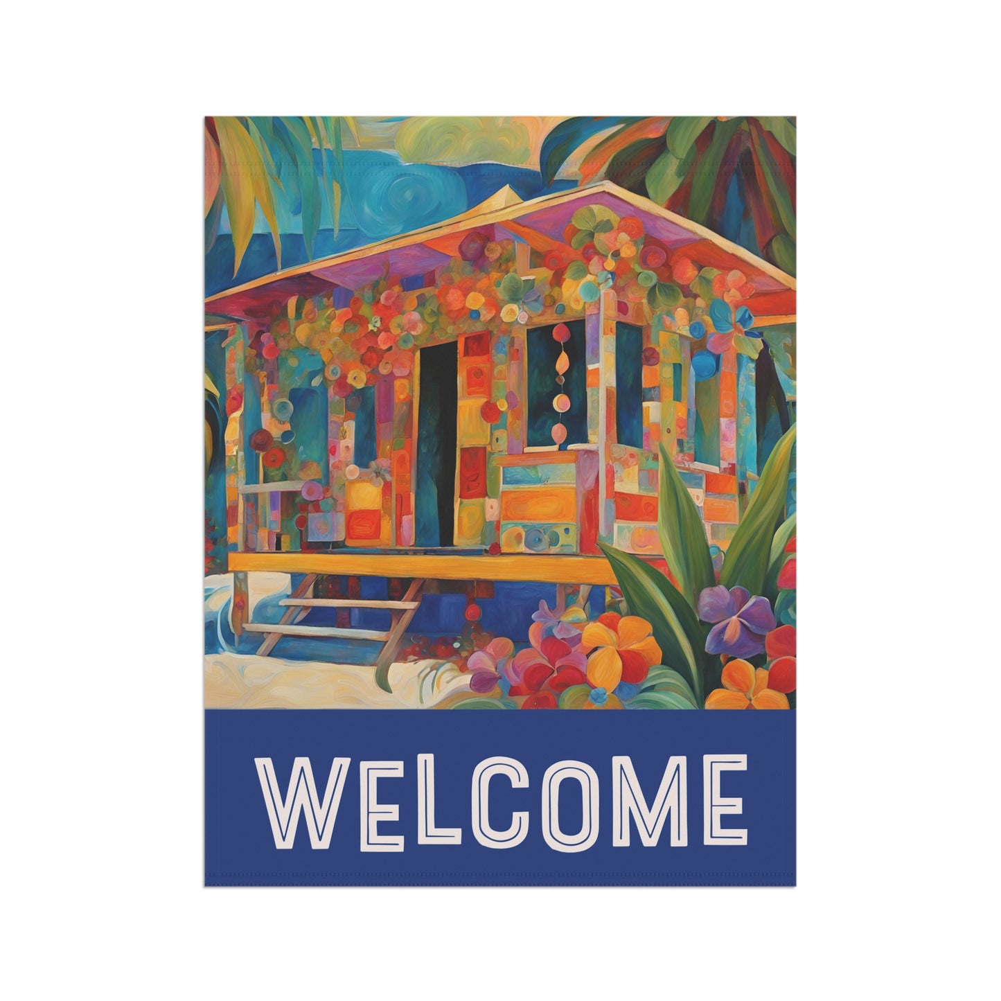 Tropical Hideout Welcome 2-Sided Garden & House Flag/Banner