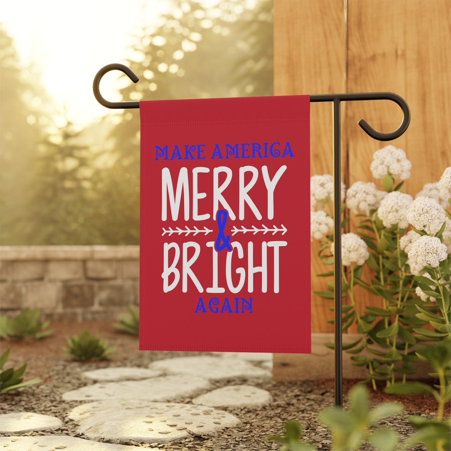 Bold Make America Merry & Bright Again Red Garden & House Banner