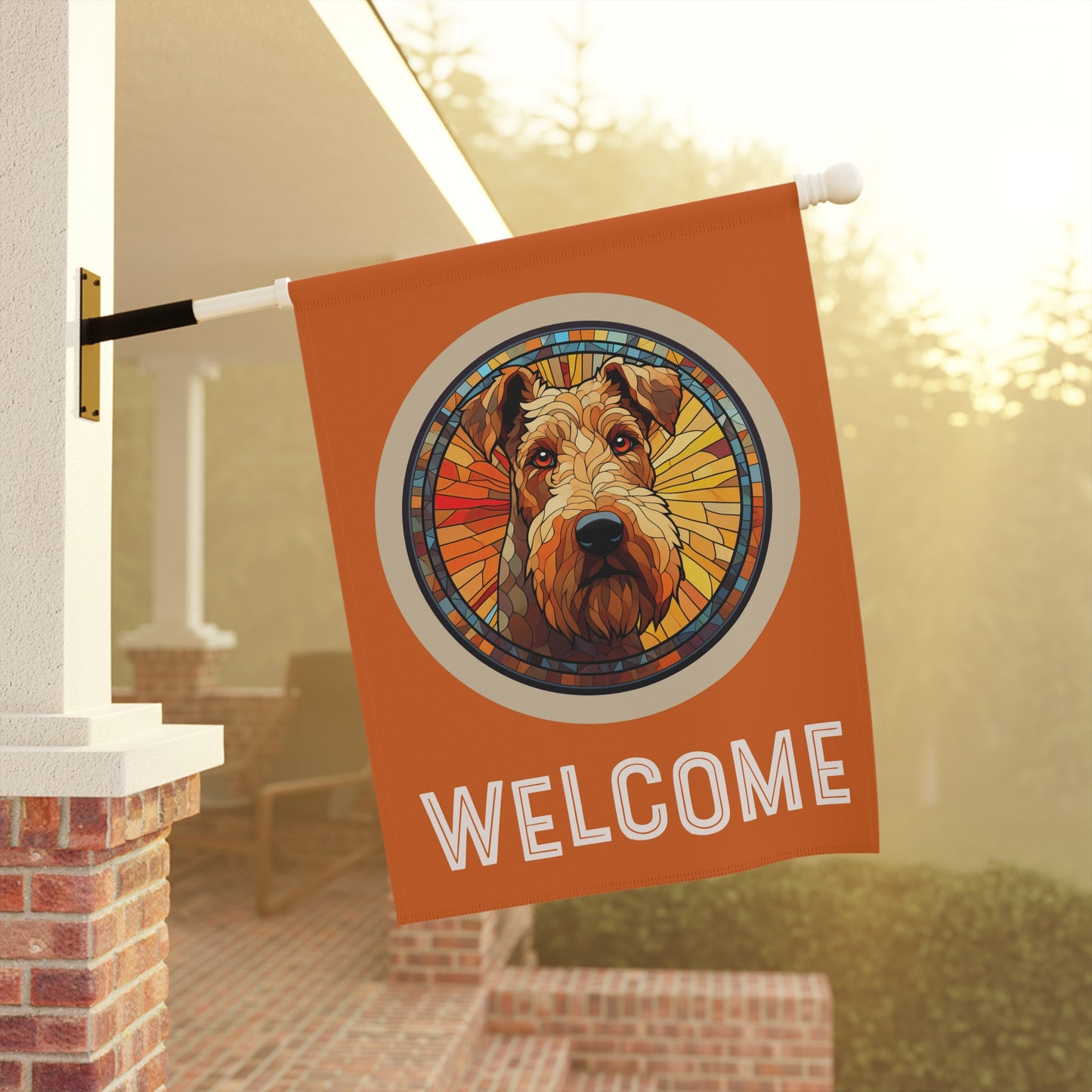 Airedale Terrier Welcome 2-Sided Garden & House Flag/Banner