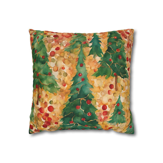 Christmas Tree Folly Square Poly Canvas Pillowcase