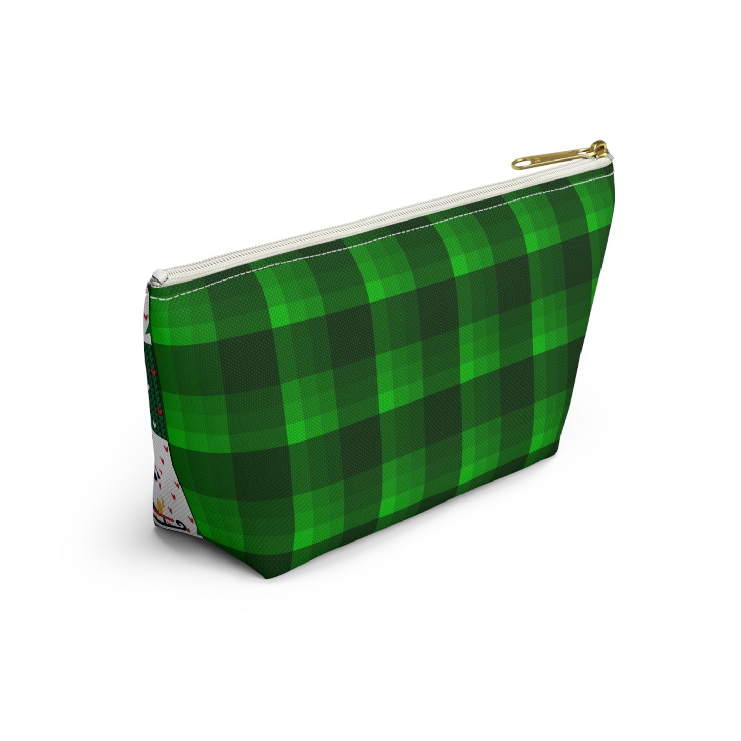 Sledding Penguins Green Plaid Accessory Pouch w T-bottom