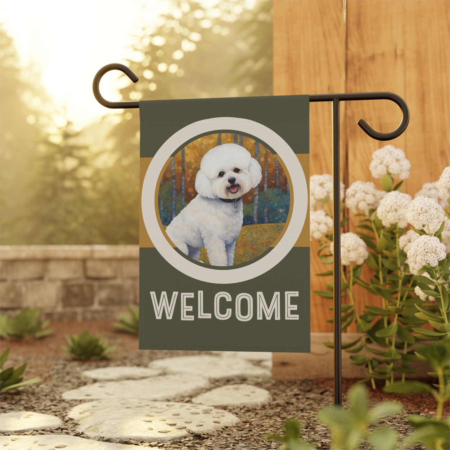 Bichon Frise Welcome 2-Sided Garden & House Flag/Banner