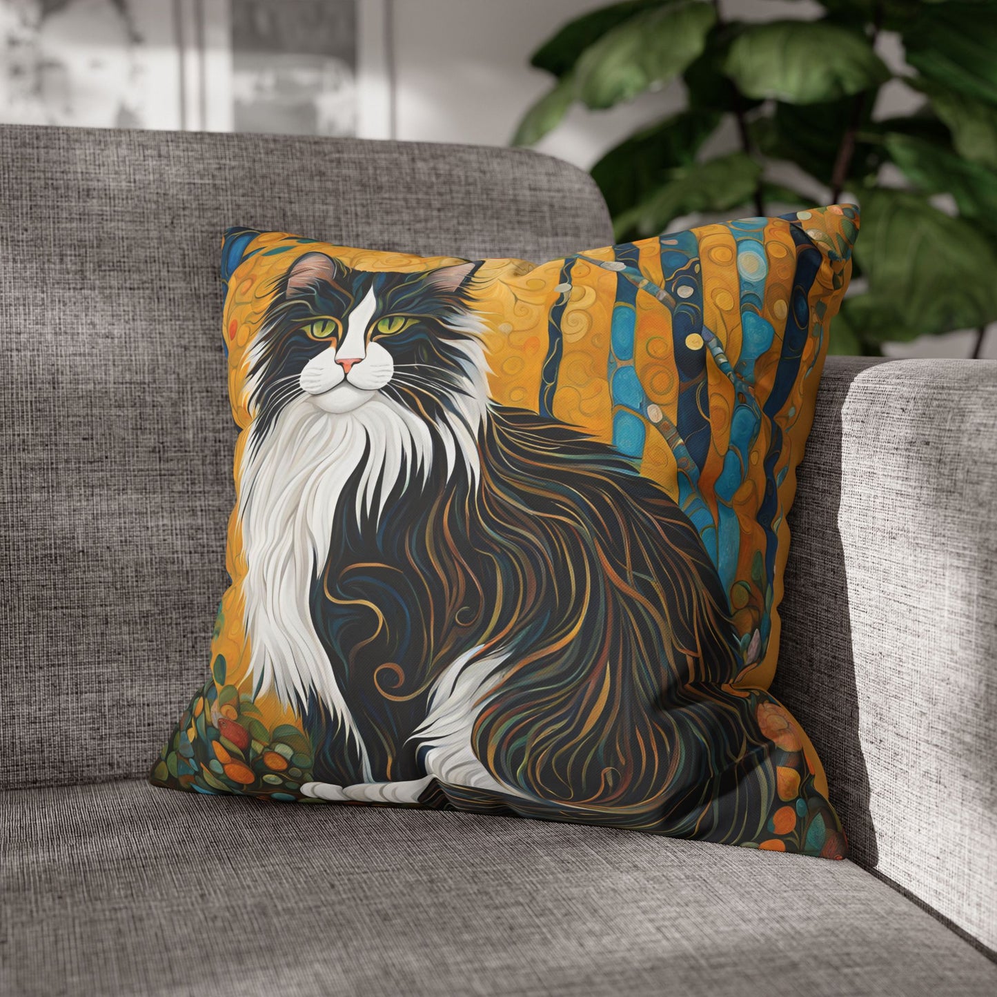 Norwegian Forest Cat Square Poly Canvas Pillowcase